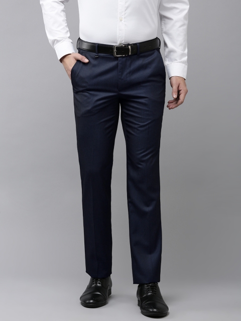 Van Heusen Men Textured Slim Fit Formal Trousers