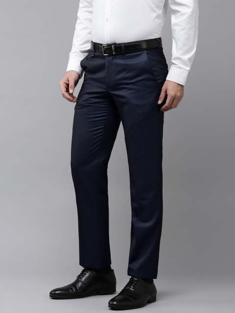 Van Heusen Men Textured Slim Fit Formal Trousers - Image 2