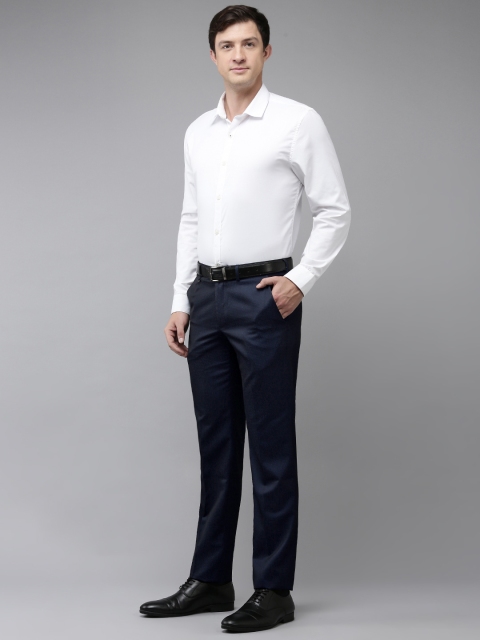 Van Heusen Men Textured Slim Fit Formal Trousers - Image 4