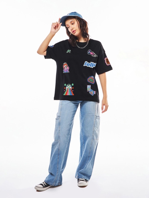 Bewakoof Women Graphic Printed Round Neck Cotton Oversized T-shirt - Image 5
