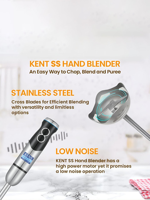 Kent SS Silver Toned & Black Low Noise Hand Blender 450W - Image 6