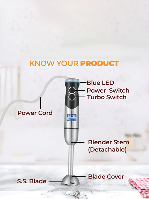Kent SS Silver Toned & Black Low Noise Hand Blender 450W - Image 7
