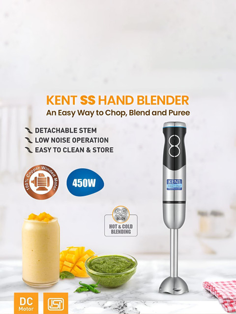 Kent SS Silver Toned & Black Low Noise Hand Blender 450W - Image 3