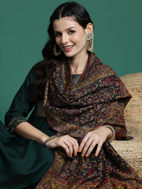 Sangria Floral Woven Design Shawl