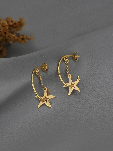 Carlton London 18kt Gold Plated Dangling Star Drop Earring