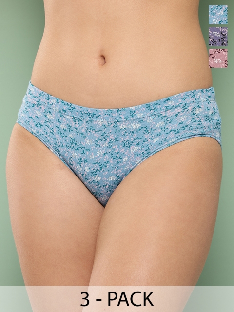 Leading Lady Pack Of 3 Printed Mid Rise Hipster Brief