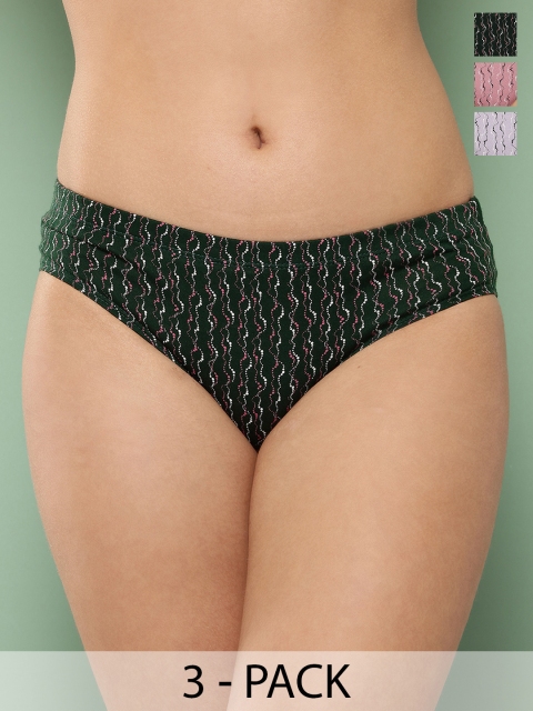 Leading Lady Women Pack of 3 Printed Mid Rise Hipster Briefs - HP-OLDPR-01-3