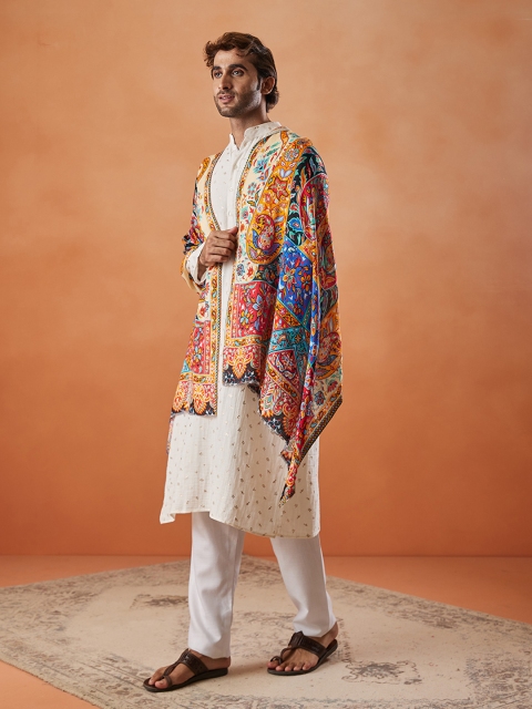 Pashmoda Men Ethnic Motifs Printed Stole - Image 4