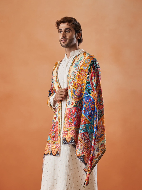 Pashmoda Men Ethnic Motifs Printed Stole - Image 5