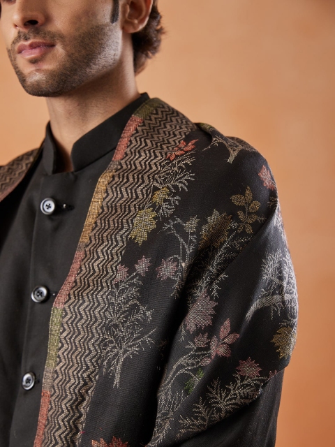 Pashmoda Men Floral Woven Design Stole - Image 3
