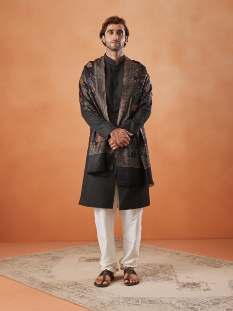 Pashmoda Men Floral Woven Design Stole - Image 4