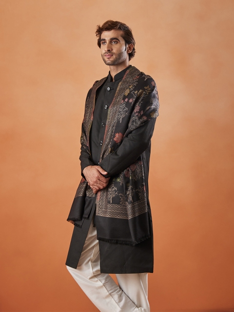 Pashmoda Men Floral Woven Design Stole - Image 2