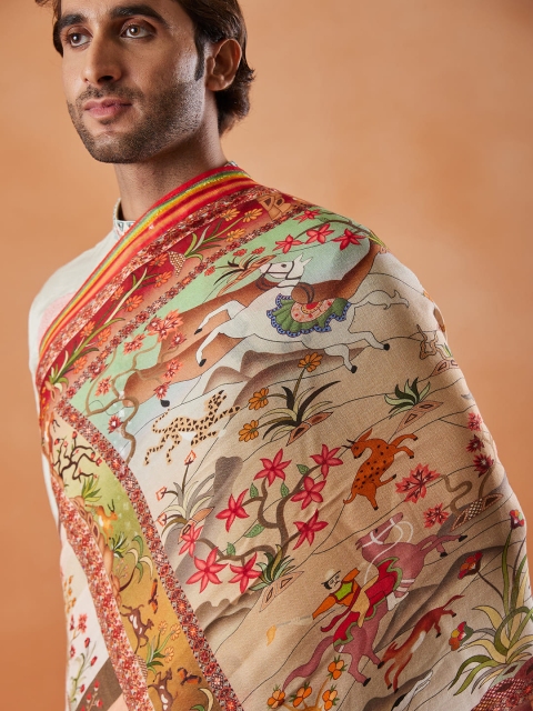 Pashmoda Men Ethnic Motifs Printed Stole - Image 2