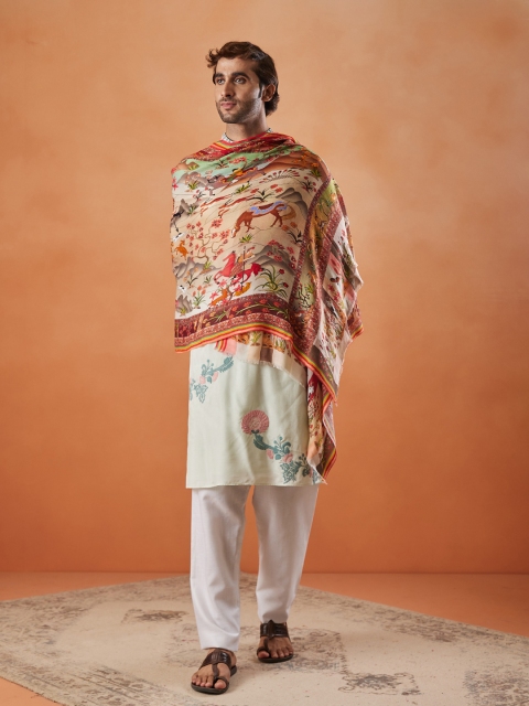 Pashmoda Men Ethnic Motifs Printed Stole - Image 4
