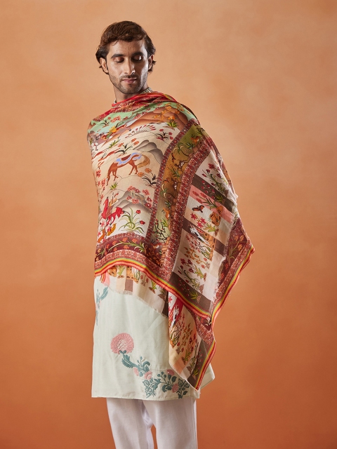 Pashmoda Men Ethnic Motifs Printed Stole - Image 3