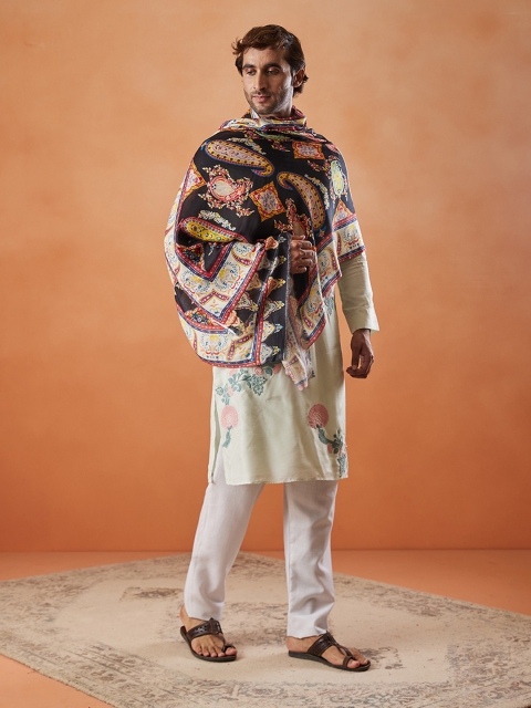 Pashmoda Men Ethinic Motif Printed Stole - Image 3