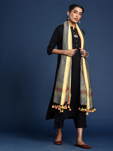 Taavi Woven Linen Blend Dupatta - Image 2