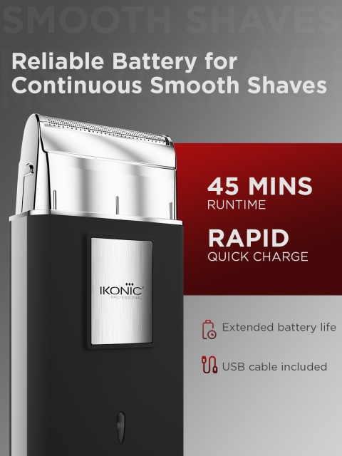 Ikonic Men Bullet Shaver with Powerfull Motor & Extended Battery Life Upto 45 Mins - Black - Image 4