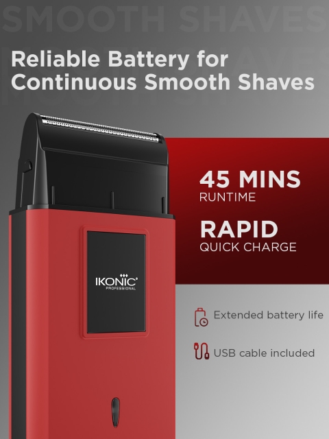 Ikonic Men Bullet Shaver with Powerfull Motor & Extended Battery Life Upto 45 Mins - Red - Image 4