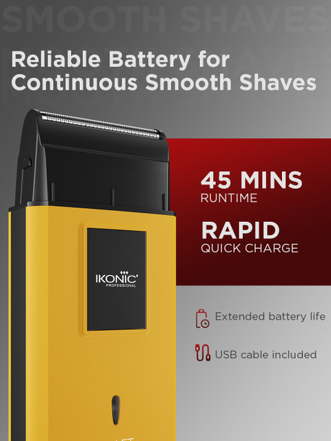 Ikonic Men Bullet Shaver with Powerfull Motor & Extended Battery Life Upto 45 Min - Yellow - Image 4