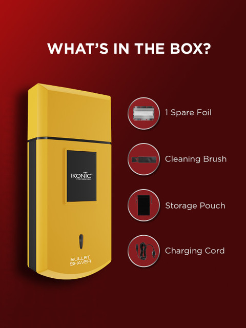 Ikonic Men Bullet Shaver with Powerfull Motor & Extended Battery Life Upto 45 Min - Yellow - Image 2