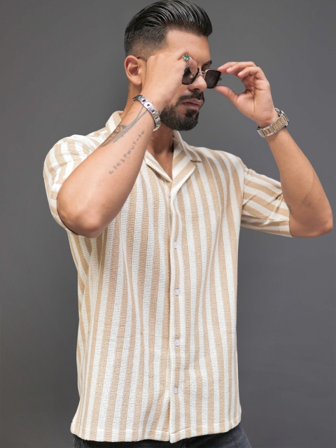 Maniac Men Comfort Opaque Striped Casual Shirt - Image 3