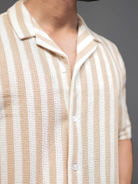 Maniac Men Comfort Opaque Striped Casual Shirt - Image 7
