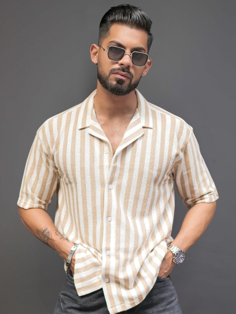 Maniac Men Comfort Opaque Striped Casual Shirt - Image 6