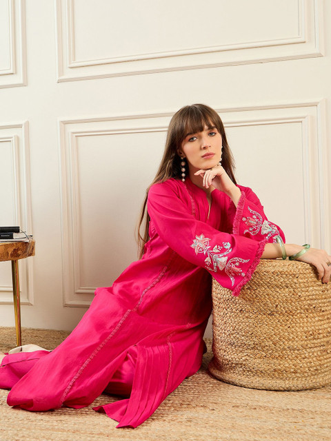 Indo Era Women Magenta Kurta Sets