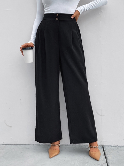HERE&NOW Women Pleated Parallel Trousers
