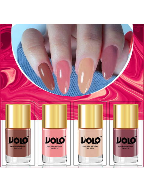 VOLO Set Of 4 Extra Shine Vibrant Shades Combo Nail Polish- 9.9ml Each