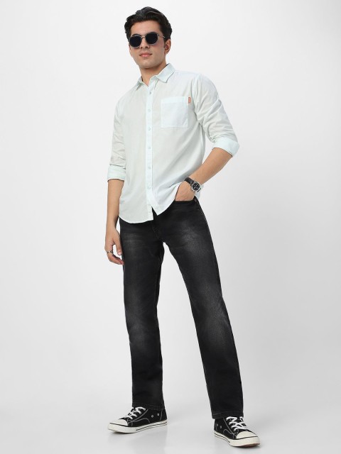 Urbano Fashion Men Spread Collar Solid Cotton Casual Shirt - Image 6