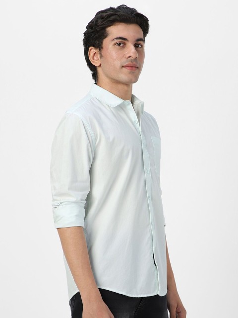 Urbano Fashion Men Spread Collar Solid Cotton Casual Shirt - Image 4
