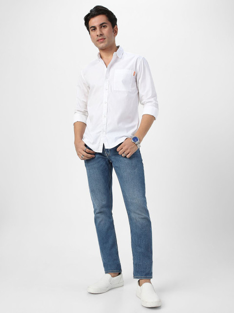 Urbano Fashion Men Spread Collar Solid Cotton Casual Shirt - Image 5