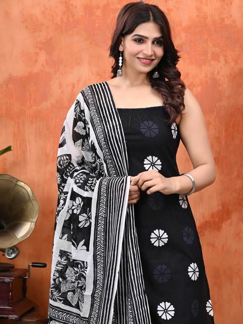 Cloth Bites Floral Printed Regular Pure Cotton Straight Kurta with Sharara & Dupatta - Image 7