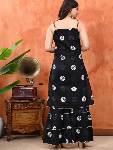 Cloth Bites Floral Printed Regular Pure Cotton Straight Kurta with Sharara & Dupatta - Image 5