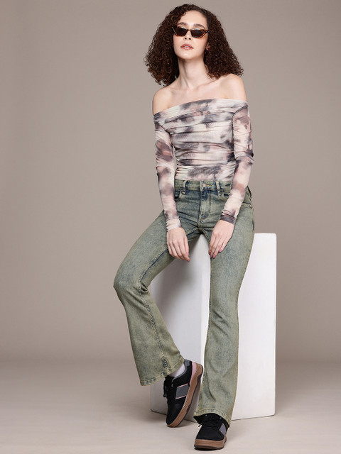 The Roadster Life Co. Women Skinny Bootcut Low-Rise Heavy Fade Stretchable Jeans