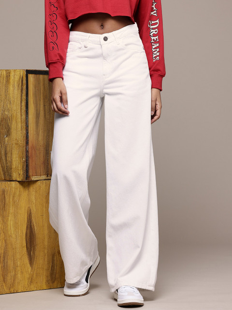 The Roadster Life Co. Women Baggy Wide Leg Pure Cotton Jeans