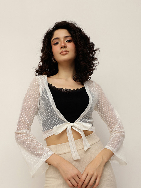 Espresso Women Tie-Up Shrug