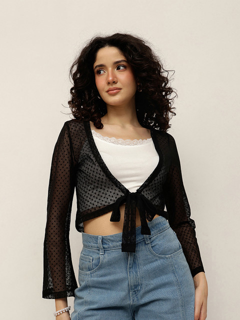 Espresso Women Tie-Up Shrug