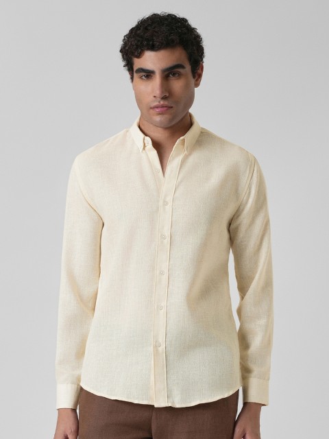 Banana Club Men Classic Slim Fit Semi Sheer Checked Casual Linen Shirt