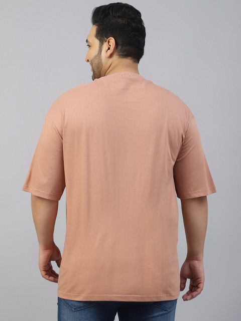 VEIRDO Men Plus Size Solid Round Neck Pure Cotton Oversized T-shirt - Image 5