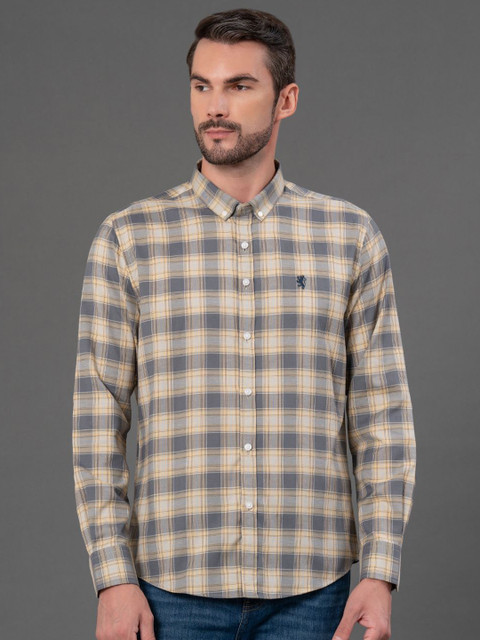 Red Tape Men Checks Cotton Button Down Shirt