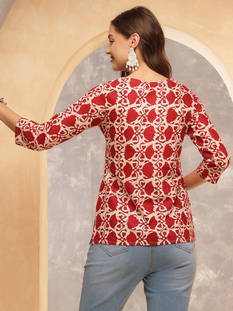 Anouk Rustic Women Ethnic Motifs Printed V-Neck Cotton Top - Image 5