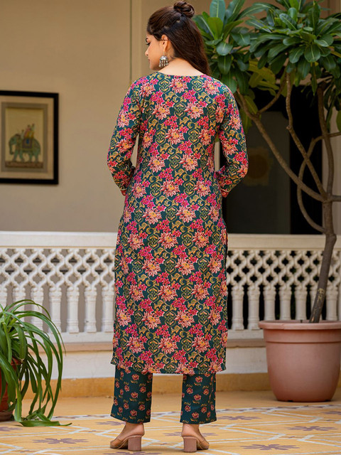 KALINI Women Floral Printed Regular Kurta with Trousers & Dupatta - Image 5