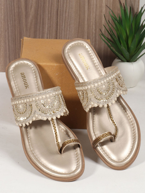 Anouk Women Open Toe Flats with Laser Cuts