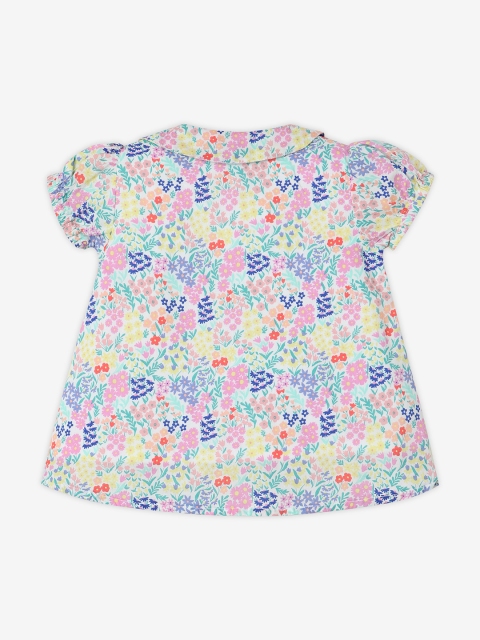 Ed-a-Mamma Baby Girls Floral Printed Peter Pan Collar Cotton Top - Image 2