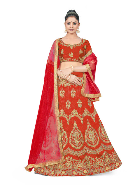 Maroosh Embellished Thread Work Unstitched Lehenga & Blouse With Dupatta