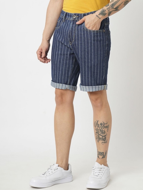 The Roadster Lifestyle Co Men Striped Slim Fit Mid-Rise Shorts - Image 4
