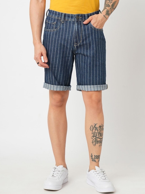 The Roadster Lifestyle Co Men Striped Slim Fit Mid-Rise Shorts - Image 2
